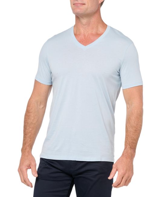 Emporio Armani Basic Pima V-Ausschnitt T-Shirt in Blue für Herren