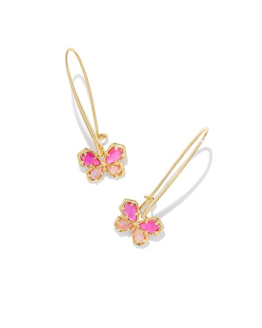 Kendra Scott 14k Gold-plated Mae Butterfly Wire Drop Earrings In Azalea Pink Mix