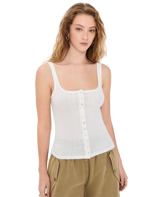 Free People White End Game Pointelle Tank