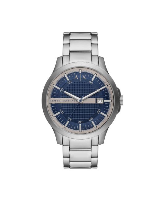 Emporio Armani Metallic A|x Armani Exchange Three-hand Date Silver-tone Stainless Steel Bracelet Watch for men
