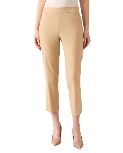 Kasper Natural Stretch Twill Flat Front Slim Cropped Pant