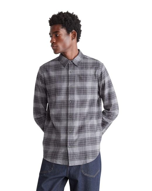 Calvin Klein Gray Long Sleeve Flannel Button Up Shirt Phantom Grey for men