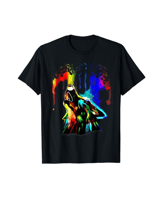 Omega Black Rainbow Color Neon Light Sky Howling Wolf Drawing Cute Shirt