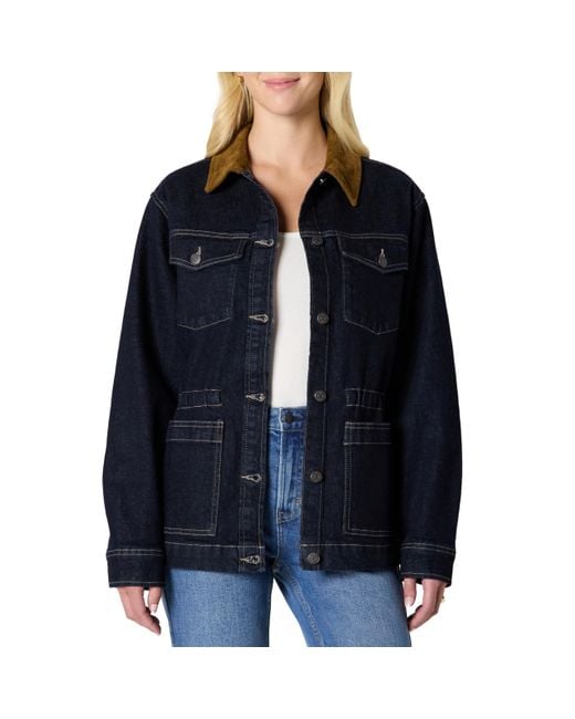 Amazon Essentials Black Regular-fit Low Stretch Denim Cinched Waist Barn Jacket