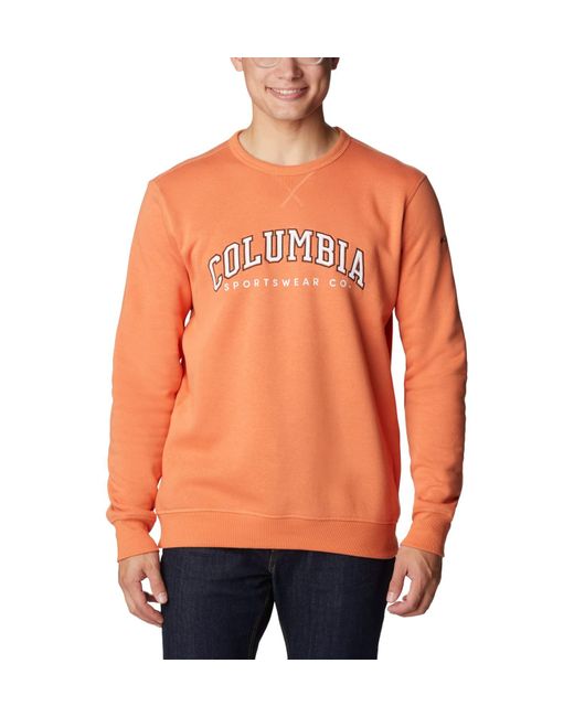 Columbia Orange Logo Fleece Crew Sweater for men