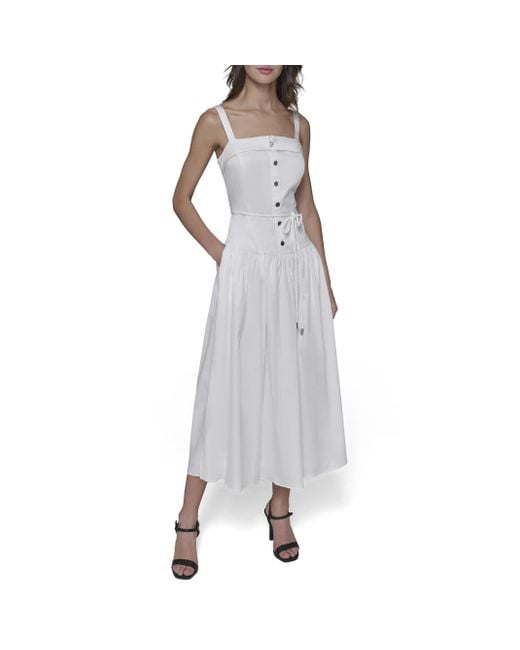 Karl Lagerfeld Gray Paris Sleeveless Rope Belt A-line Maxi Dress