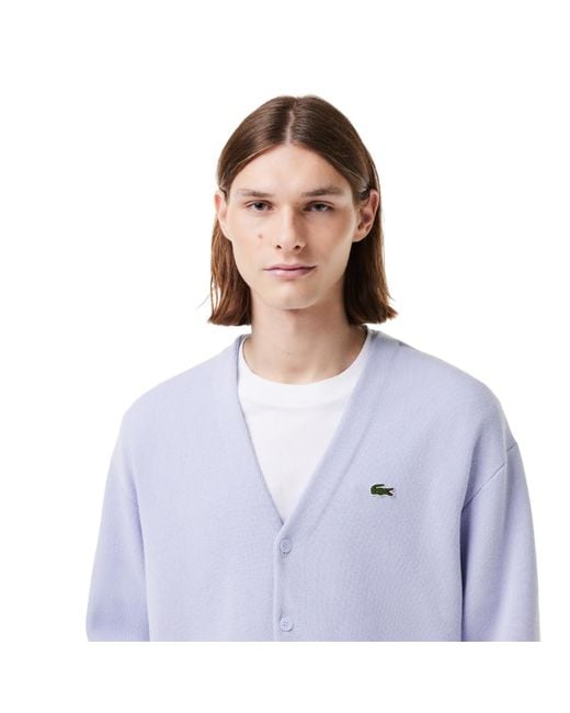 Lacoste Blue Long Sleeve Relaxed Fit Cardigan for men