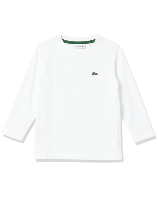 Lacoste White Long Sleeve Crew Neck Cotton T-shirt
