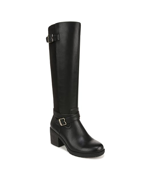 Dr. Scholls S Prairie Knee High Block Heel Tall Boot Black Smooth 6 M