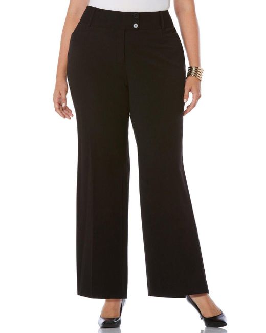 Rafaella Black Plus Size Curvy Fit Gabardine Bootcut Dress Pants 16-22
