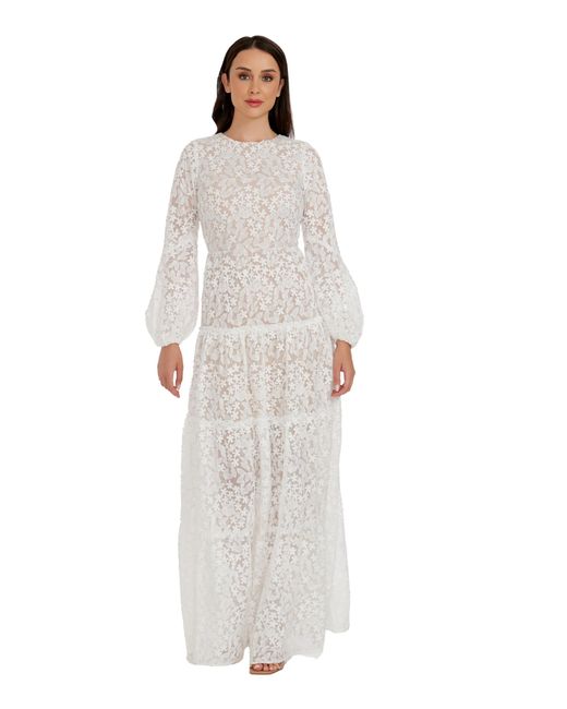 Dress the Population White Lyra 3d Floral