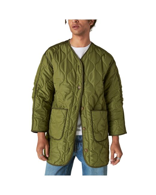 Lucky Brand Green Longline Quilted Liner Jacket