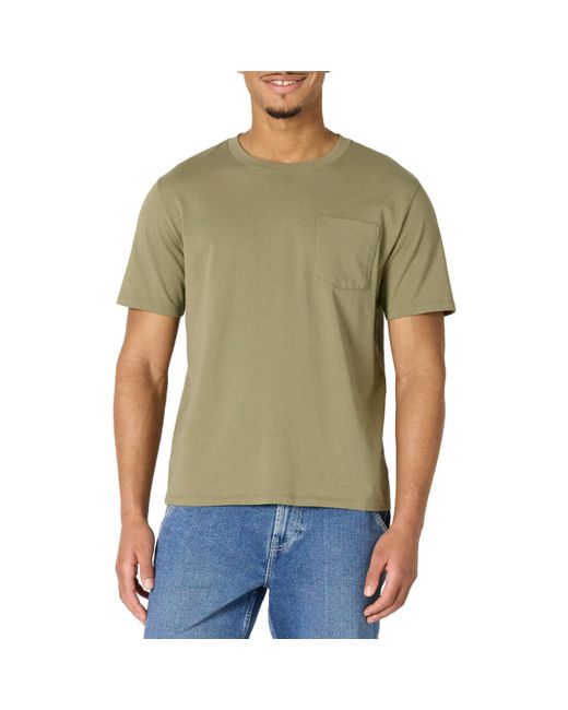 Amazon Essentials Green Relaxed-fit Heavyweight Cotton Pocket T-shirt for men