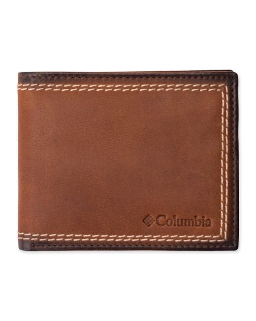 Columbia Brown Contrast Stitch Traveler Wallet for men