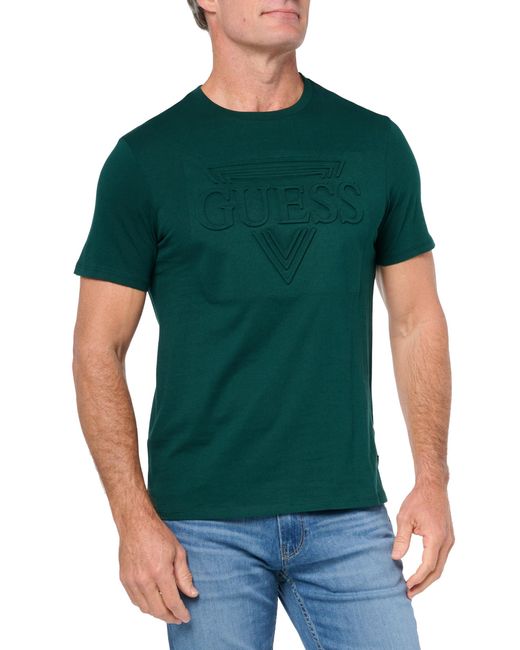 Guess Green Short Sleeve Bsc Embossed Tee for men