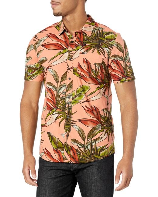 Volcom Multicolor Regular Marble Floral Short Sleeve Button Down Hawaiian Shirt for men