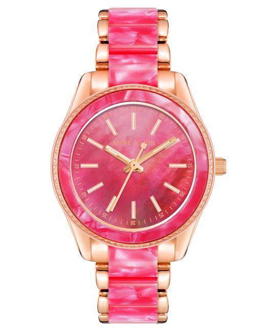 Anne Klein Pink Resin Bracelet Watch