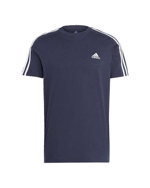Adidas Blue Essentials Single Jersey 3-stripes T-shirt for men