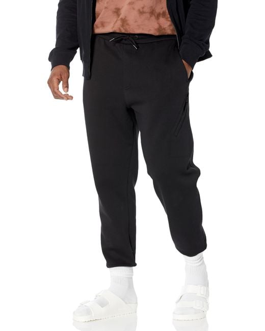 Emporio Armani Black A | X Armani Exchange Bonded Cotton Side Zip Pocket Drawstring Jogger Sweatpants for men