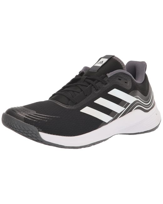 adidas Rubber Novaflight Sustainable Volleyball Shoe in Black/White ...