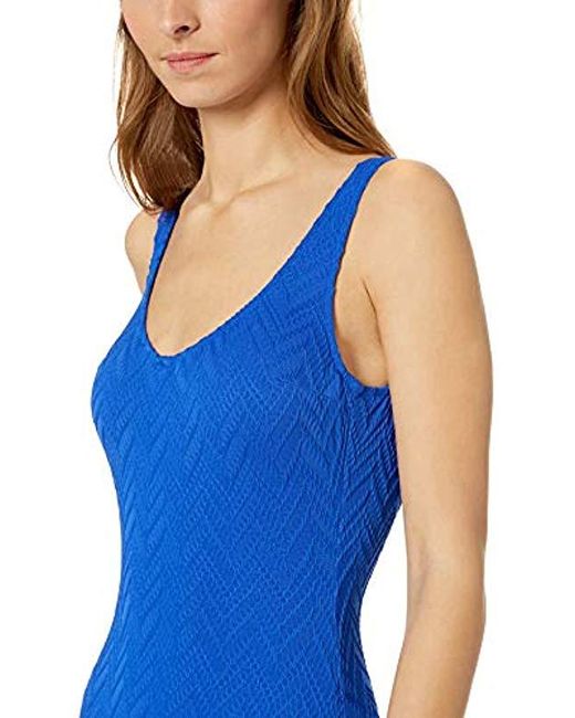 Gottex Scoop Neck High Leg One Piece Swimsuit in Blue - Lyst