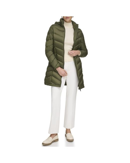 Calvin Klein Green Light-weight Hooded Puffer Jacket