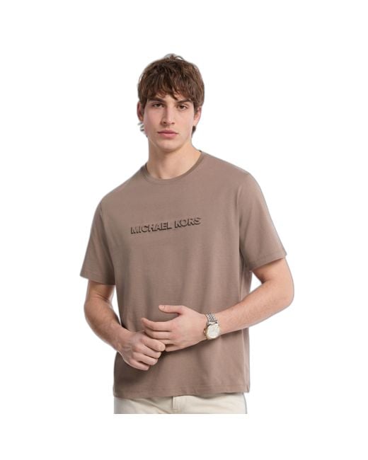 Michael Kors Brown Embossed Shadow Logo Tee for men