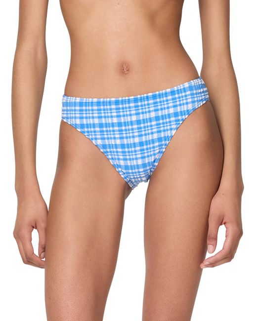 Kate Spade Blue Standard Ocean Plaid High Cut Bikini Bottom