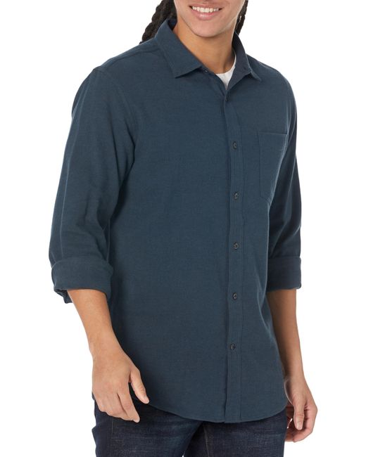 Amazon Essentials Blue Long-sleeve Flannel Shirt for men