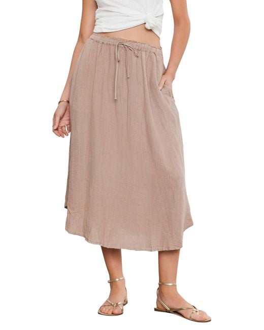 Velvet By Graham & Spencer Natural Nemy Woven Linen Skirt