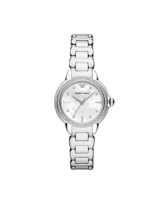 Emporio Armani Metallic Three-hand Silver Stainless Steel Bracelet Watch
