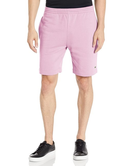 Lacoste Pink Organic Brushed Cotton Fleece Shorts Core for men