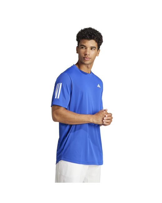 Adidas Blue Club 3-stripes Tennis Tee for men