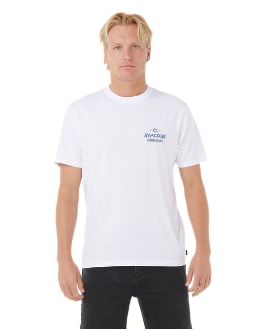 Rip Curl White Destinations Short Sleeve Crew Neck T-shirt for men
