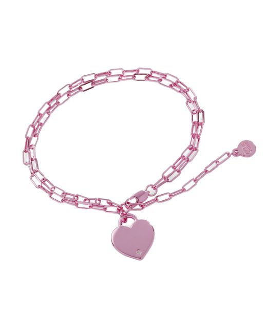 ALEX AND ANI Aa784523sp,heart Double Paperclip Chain Bracelet,shiny Pink,pink