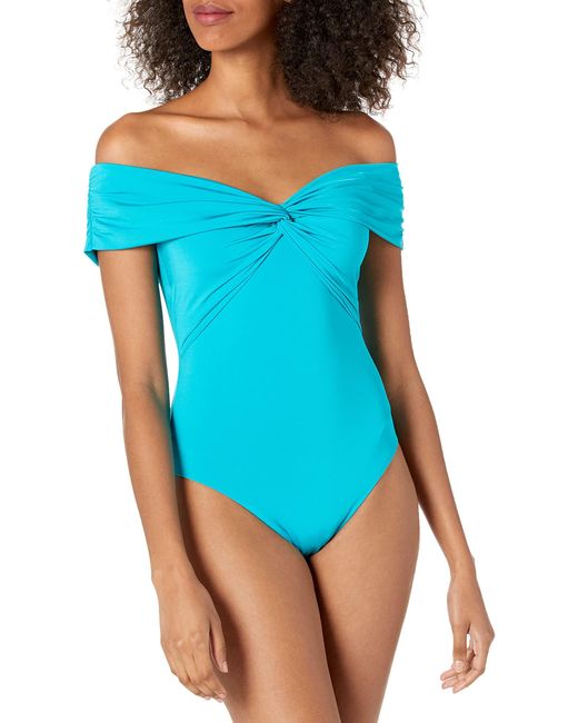 Trina Turk Synthetic Standard Off Shoulder Twist Front Bandeau One 