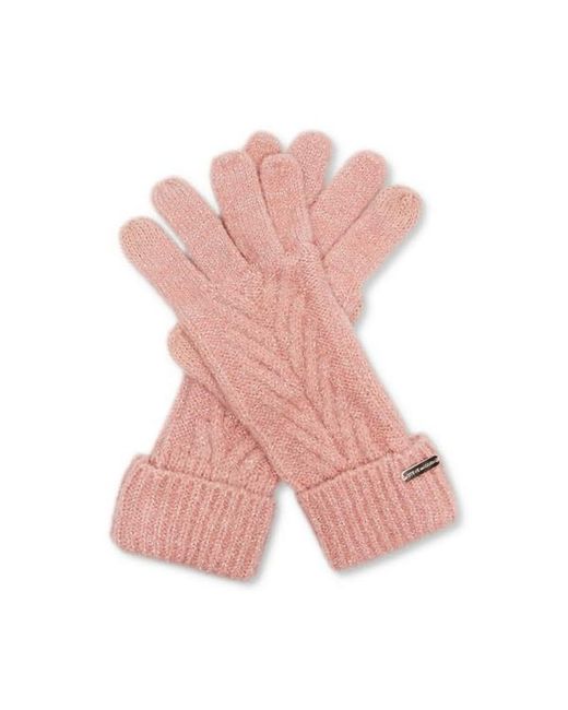 Steve Madden Pink Lurex Infused Chevron Knit Glove- Blush