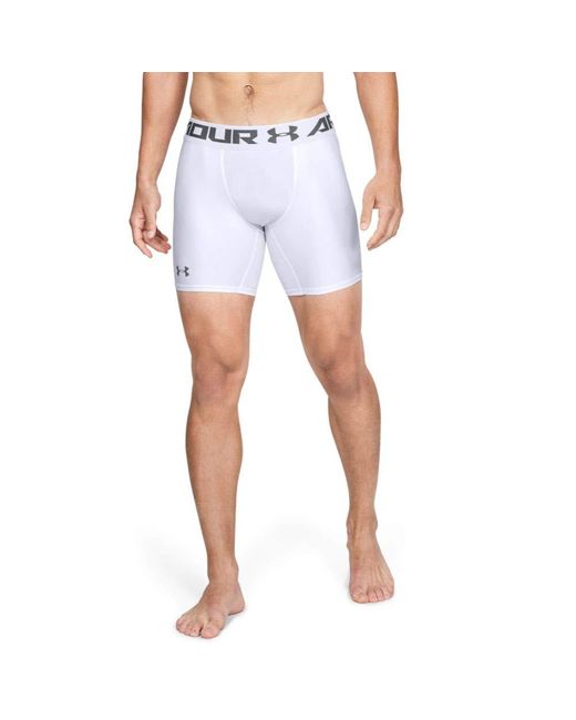 Under Armour Blue Heatgear Armour Mid Compression Shorts Xl White for men