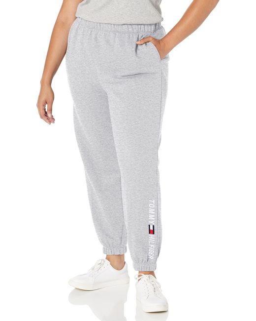 Tommy Hilfiger White Performance Full Length Cinched Ankle Sweatpant