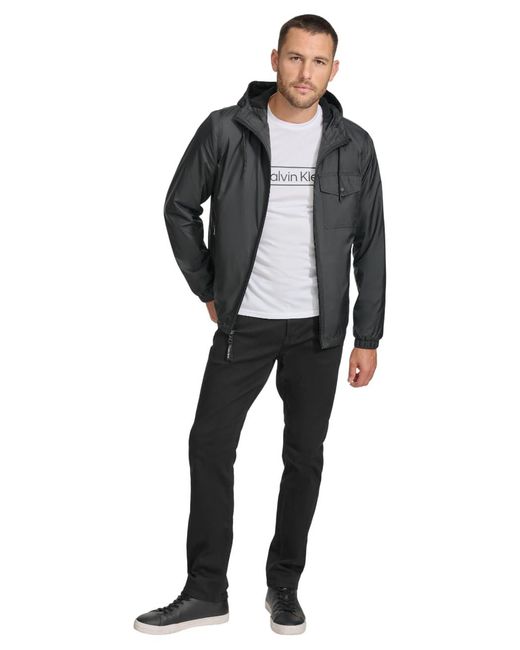 Calvin Klein Black Lightweight Water Resistant Windbreaker Jacket for men