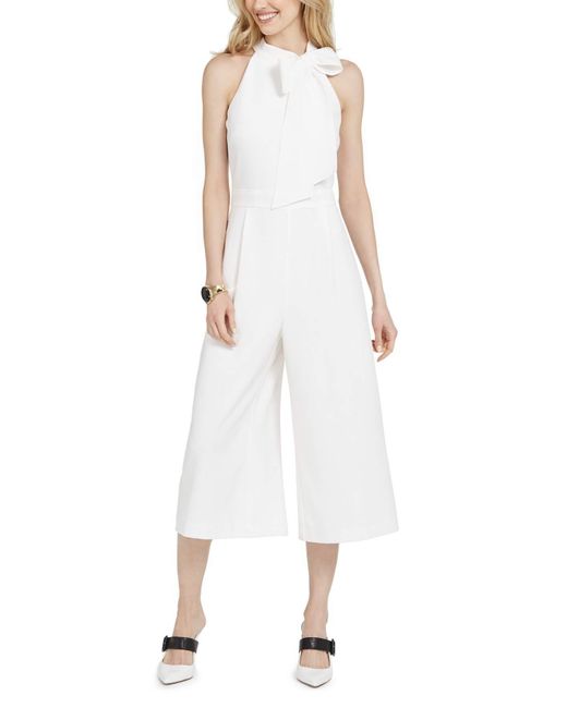 Vince Camuto Bow Neck Halter Cropped Jumpsuit in Ivory (White) - Save ...