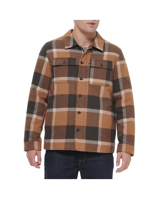 Levi's Men's Brown Cotton Plaid Shirt Jacket