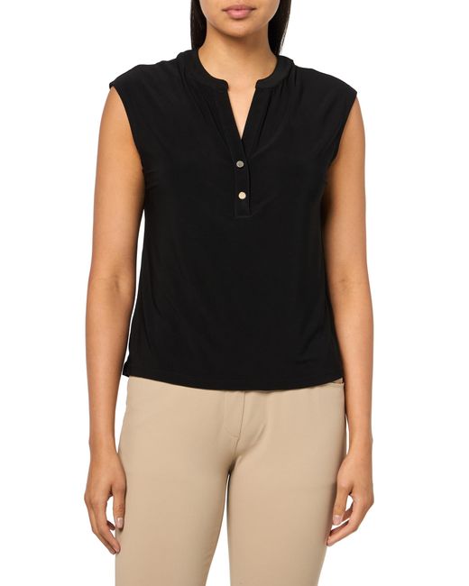 Anne Klein Black Solid Ity Ss 2 Button Dolman Asphalt