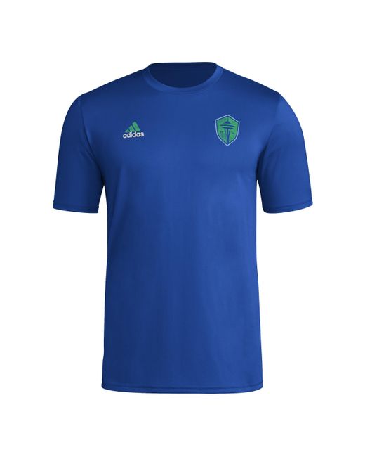Adidas Blue Seattle Sounders Fc Local Stoic Short Sleeve Pre-game T-shirt for men