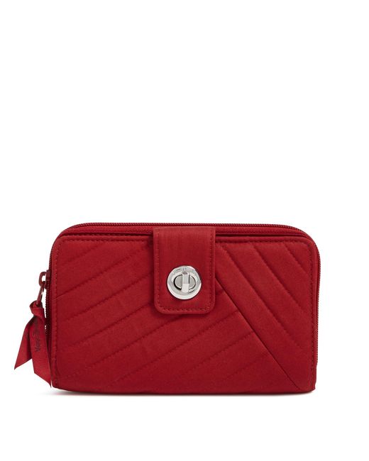 Vera Bradley Red Cotton Turnlock Wallet With Rfid Protection