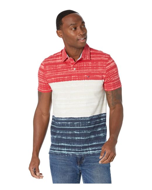 Tommy Hilfiger Red Mens Regular Fit Colorblock Polo Shirt for men