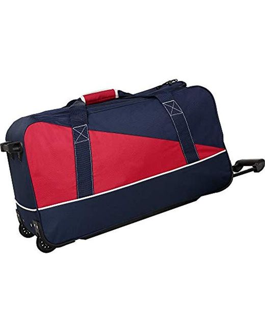 Nautica Wheeled Duffle Travel 3 Piece Large Rolling Lightweight Luggage Bags in Navy Red (Blue ...
