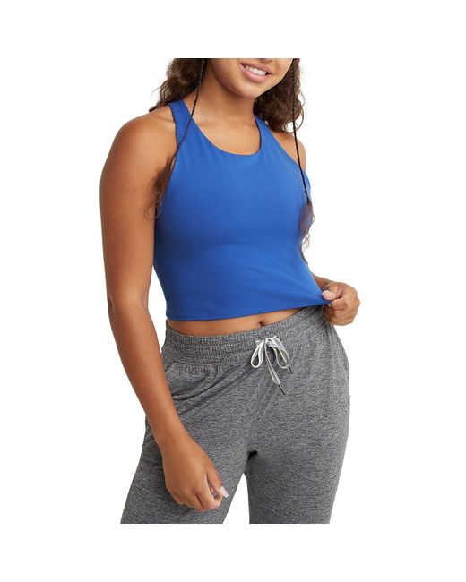 Champion , , Moisture Wicking, Anti Odor, Ribbed Crop Top For , Deep Dazzling Blue, Xx-large