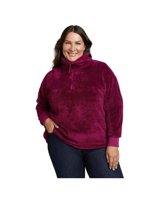 Eddie Bauer Red Size Quest Plush 1/4 Zip Relaxed-plus