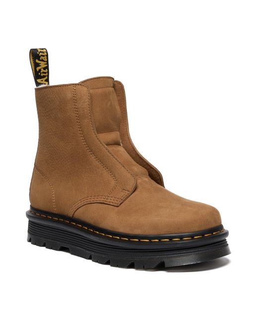 Dr. Martens Brown Zebzag Laceless Warm Lined Slip On Boots